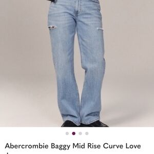 Abercrombie & Fitch Curve Love Mid Rise Jeans - Blue